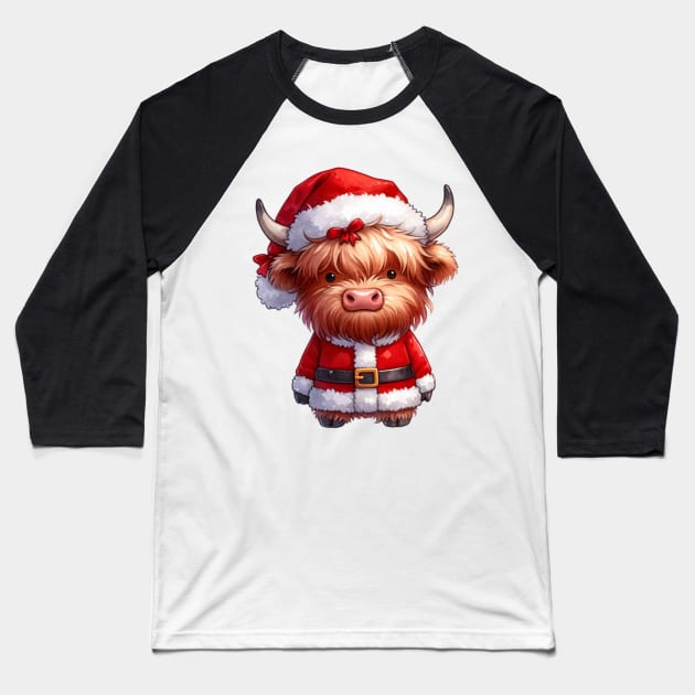 cute christmas highland cow Baseball T-Shirt by OddHouse